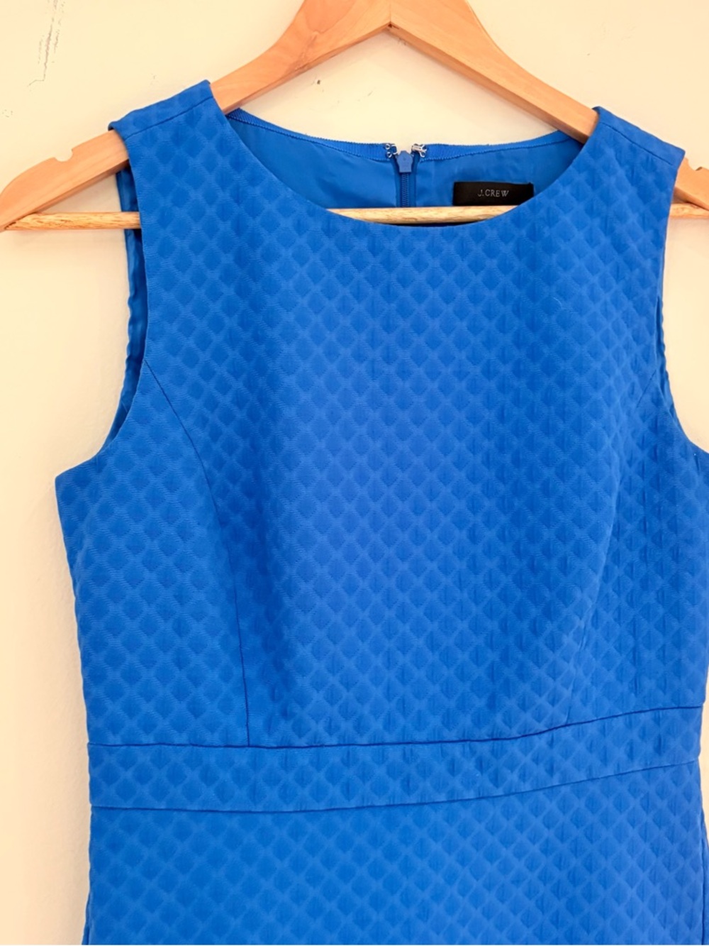 J. Crew Sleeveless Textured Royal Blue Fit & Flare Midi Dress Sz 6 - Picture 2 of 11
